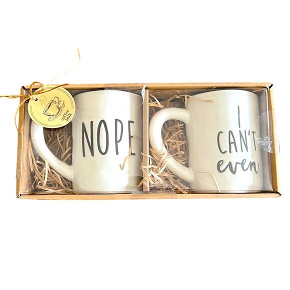 Mug Set Coffee Talk "Nope" & "I Can't Even" Coffee Mug Set 2 Piece Set - Picture 1 of 3